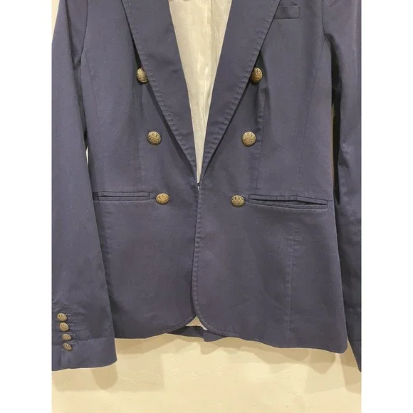 Banana Republic Women's Navy Blue Double Breasted Blazer Brass Buttons Size‎ 2 - Picture 8 of 11